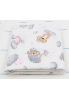 Scutec, koala cu steluta roz, flanel bumbac, multicolor, 80x70cm