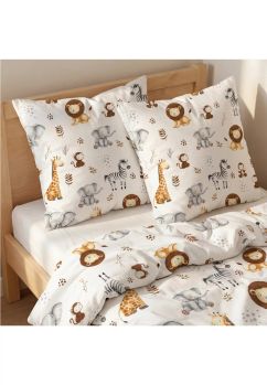 Set 2 piese, fata plapuma si fata perna, girafa, bumbac, 100x135 cm