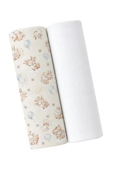 Set 2 scutece, Caprioara Bambi si prietenii, flanel bumbac, multicolor, 80x70cm
