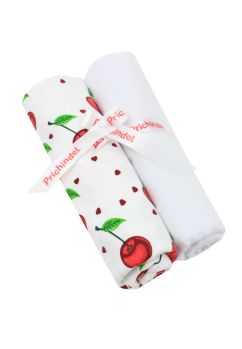Set 2 scutece, flanel bumbac, Cirese, multicolor, 80x70cm