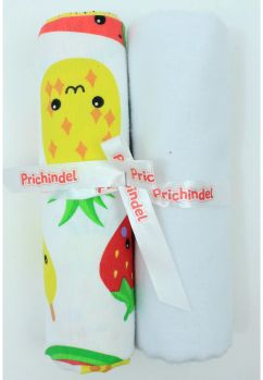 Set 2 scutece, flanel bumbac, Fruits, multicolor, 80x70cm