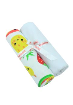 Set 2 scutece, flanel bumbac, Fruits, multicolor, 80x70cm