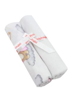 Set 2 scutece, koala cu steluta roz, flanel bumbac, multicolor, 80x70cm