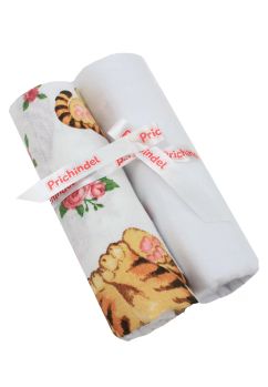 Set 2 scutece, Little tiger, muselina si finet, bumbac, alb, 75x70cm