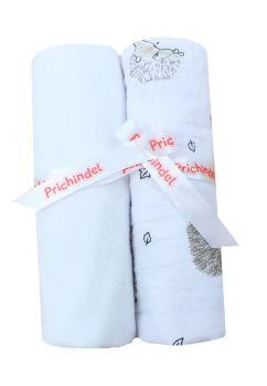 Set 2 scutece, muselina si finet, Ariciul Sonic, alb, 80 x 67 cm