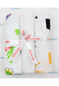 Set 3 scutece, bumbac, coronite galbene si Dinosaurs, multicolor, 80x70cm
