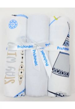 Set 3 scutece, flanel bumbac, Dream catcher, multicolor, 80x70cm