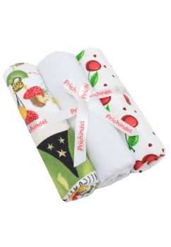 Set 3 scutece, flanel bumbac, Welcome in the parc si Cirese, multicolor, 80x70cm