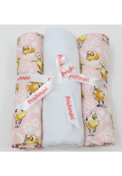 Set 3 scutece, Ratuste, muselina si finet, bumbac, alb, 75x70cm