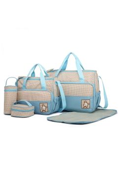 Set 5 genti, pentru mamici, crem cu albastru