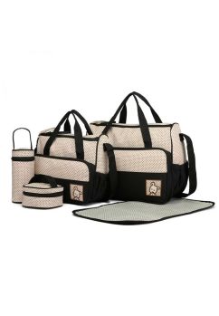 Set 5 genti, pentru mamici, crem cu negru