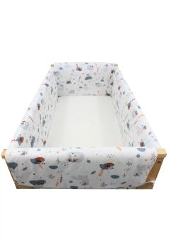 Set aparatori patut, Maxi, bumbac, Little animals, 120x60 cm, alb