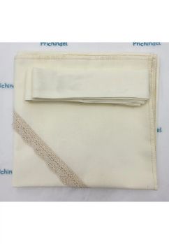 Set botez, panza mir si fasa, bumbac, crem, 80 x 75 cm