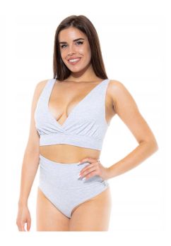 Sutien pentru alaptat, 95% bumbac, Fitness, gri