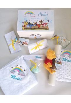 Trusou botez, cutie de amintiri personalizata, Winnie the poof and friends