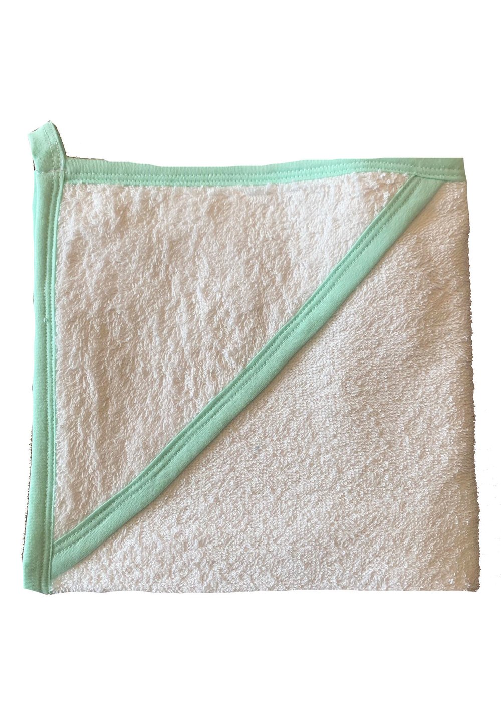 Prosop bumbac, alb cu margine verde, 75x75 cm
