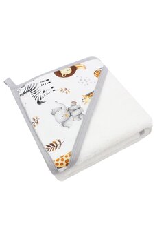 Prosop cu gluga, bumbac, Girafa, alb, 80 x 100 cm