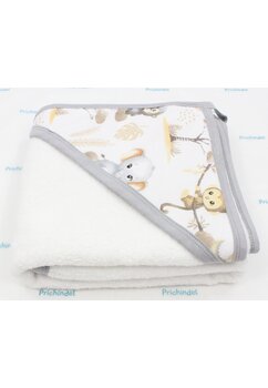 Prosop cu gluga, bumbac, Monkey, alb, 80 x 100 cm