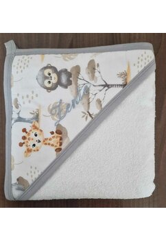 Prosop cu gluga, bumbac, Monkey, alb, 80 x 100 cm