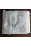 Prosop cu gluga, bumbac, Prichindel, alb, 80 x 100 cm