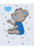 Prosop cu gluga, bumbac, Teddy bear blue, alb, 80 x 100 cm