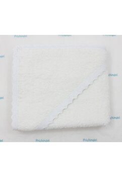 Prosop cu gluga, Delia cu dantela, bumbac, alb, 80 x 90 cm
