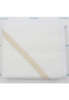 Prosop cu gluga, Olivia, bumbac, alb, 80 x 90 cm