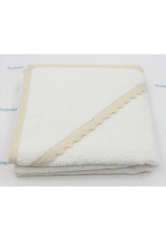 Prosop cu gluga, Olivia cu dantela crem, bumbac, crem, 80 x 90 cm