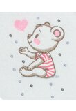 Prosop cu gluga, Ursulet cu inimioara roz, bumbac, alb, 80 x 100 cm