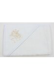 Prosop de baie cu gluga, alb cu ingeras, 80x100 cm