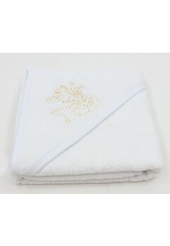 Prosop de baie cu gluga, alb cu ingeras, 80x100 cm