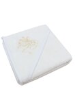 Prosop de baie cu gluga, alb cu ingeras, 80x100 cm