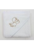 Prosop de baie cu gluga, alb cu ingeras auriu, 80x100 cm
