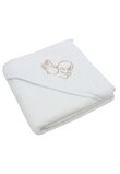 Prosop de baie cu gluga, alb cu ingeras auriu, 80x100 cm