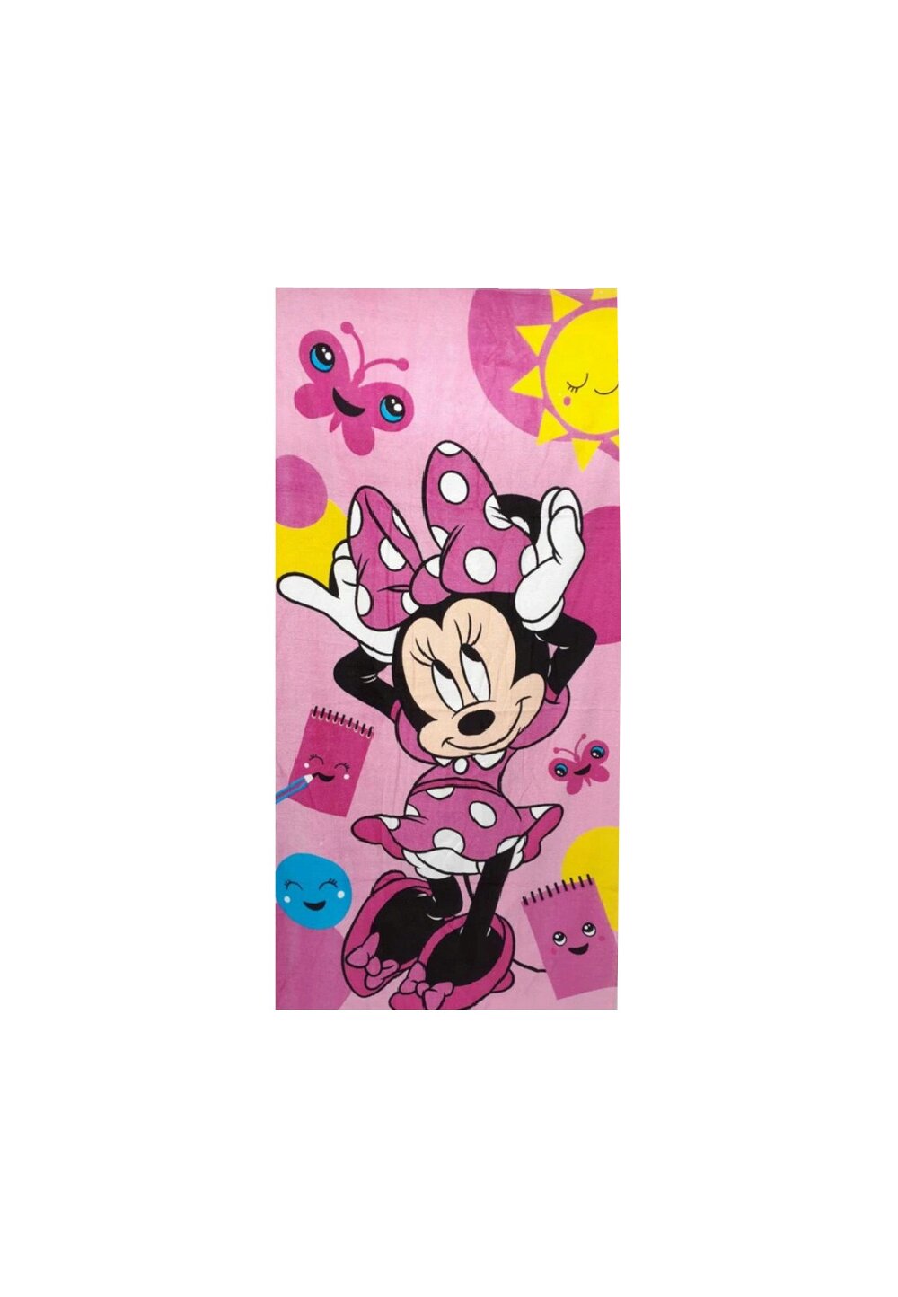 Prosop de plaja bumbac, Minnie, roz,140x70 cm