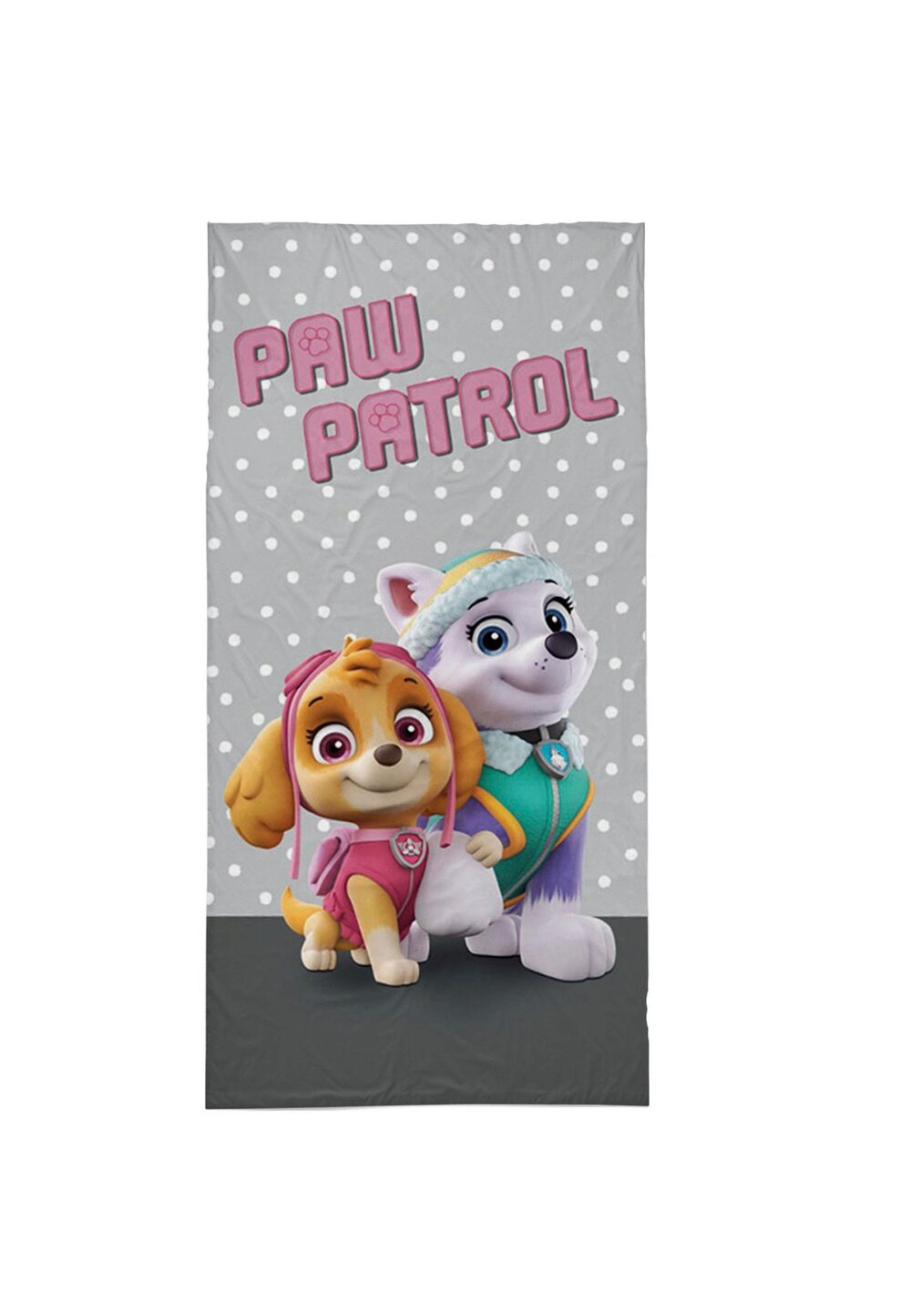 Prosop de plaja, Paw Patrol, gri cu buline albe, 140x70 cm