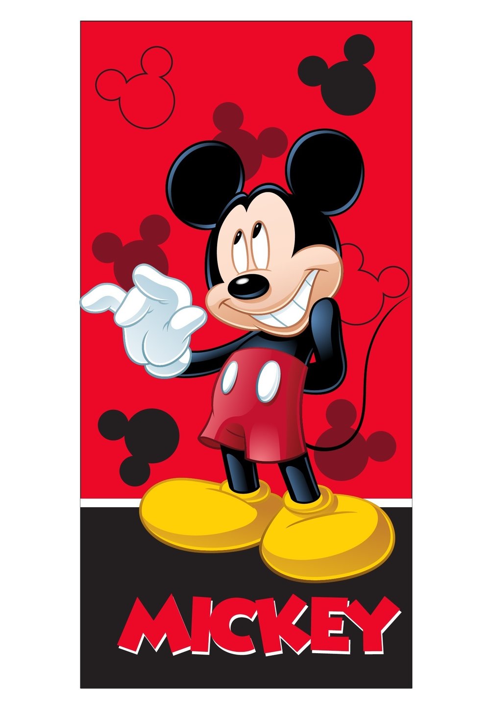 Prosop de plaja, rosu, Mickey Mouse, 70x140cm