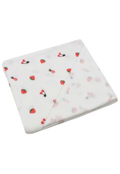 Prosop muselina, capsuni si cirese, cu gluga, alb, 80 x 100 cm