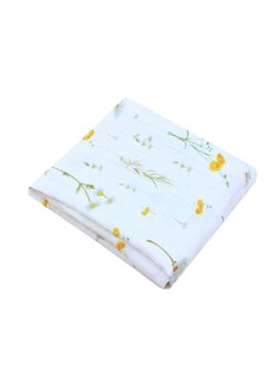 Prosopel de maini, Floricele galbene, muselina, alb, 48 x 27 cm