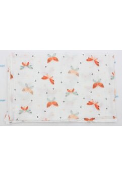 Prosopel de maini, fluturasi portocalii, muselina, alb, 50 x 30 cm