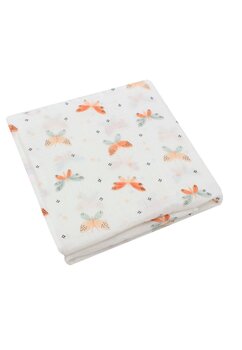 Prosopel de maini, fluturasi portocalii, muselina, alb, 50 x 30 cm