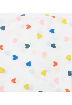 Prosopel de maini, muselina, Colorful heartse, alb, 30 x 30 cm