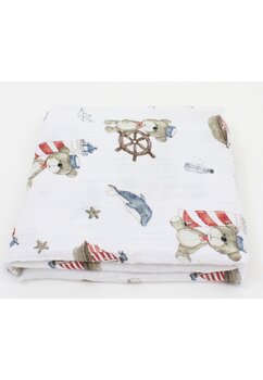 Prosopel de maini, muselina, Ursuletul Marinar, alb, 47 x 30 cm