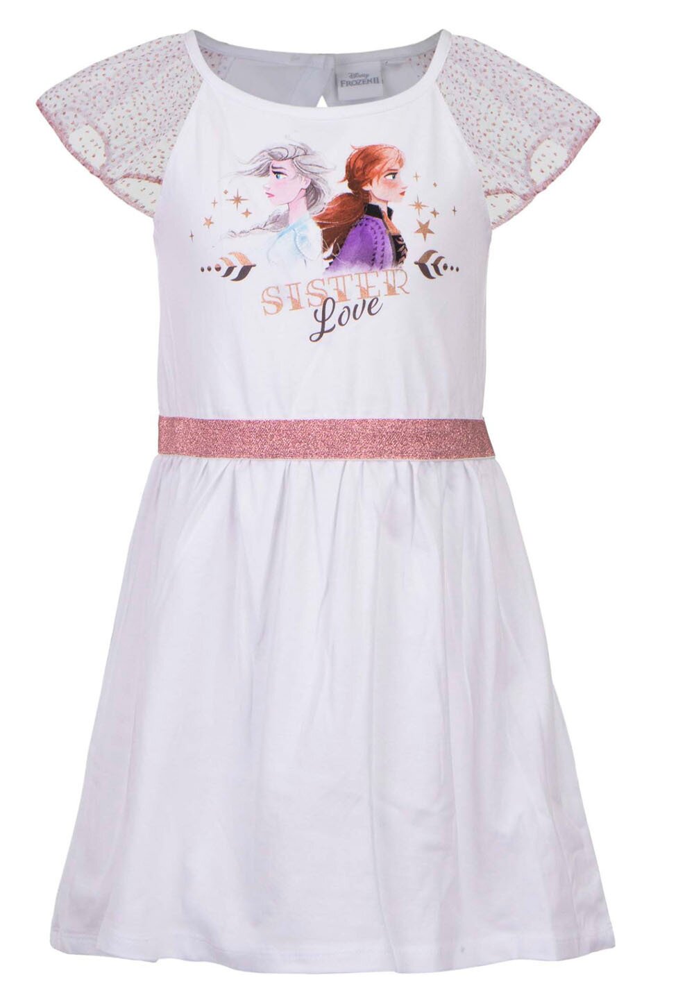 Rochie bumbac cu sclipici, Frozen, alba