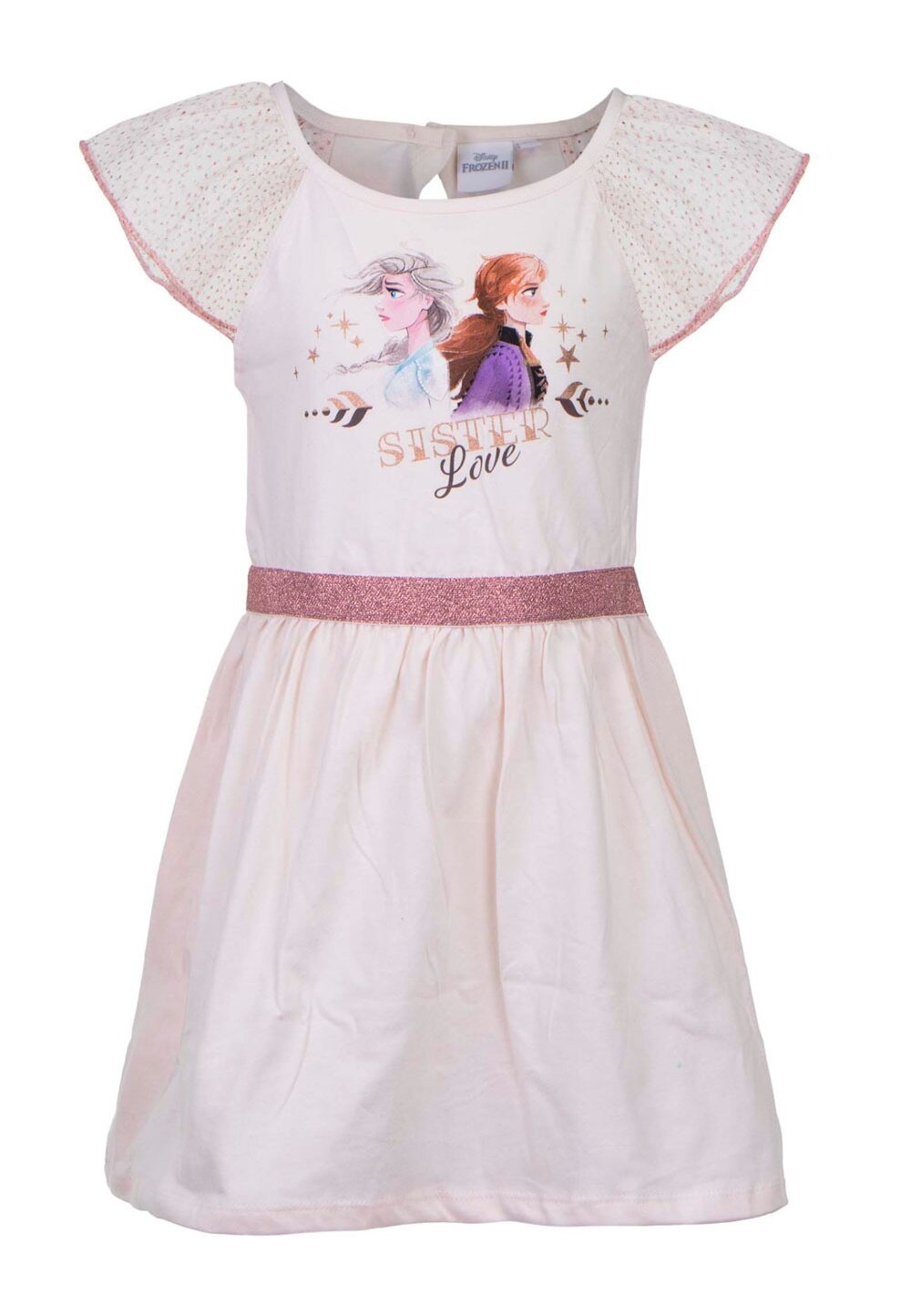 Rochie bumbac cu sclipici, Frozen, crem