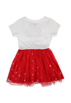 Rochie fete, bumbac, Minnie Mouse cu inimioare, rosu cu alb