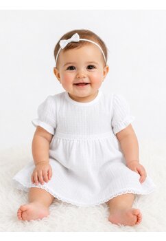 Rochie maneca scurta, muselina, Raluca, alb