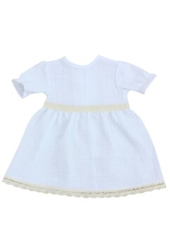 Rochie muselina, maneca scurta, Rebecca cu dantela, alb