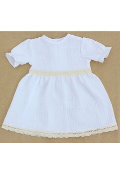 Rochie muselina, maneca scurta, Rebecca cu dantela, alb