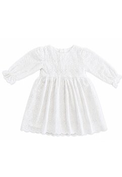 Rochita botez maneca lunga, din bumbac brodat, alb